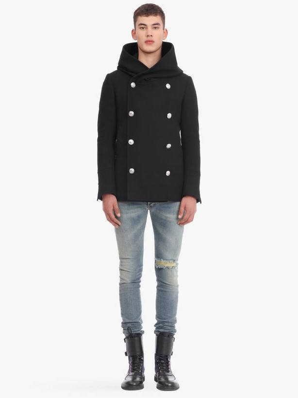 定価約20万 新品 BALMAIN フーデッド ダブルブレストピーコート46 pE8ykFeD.jpg